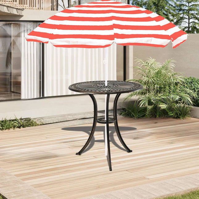 Masă bistro cu orificiu pentru parasolar - aluminiu turnat, rotundă
