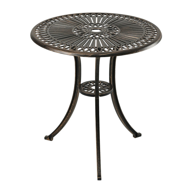 Masă bistro cu orificiu pentru parasolar - aluminiu turnat, rotundă