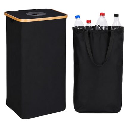Recipient negru pentru colectarea sticlelor de 100 l cu sac detașabil