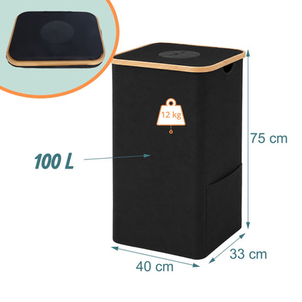 Recipient negru pentru colectarea sticlelor de 100 l cu sac detașabil