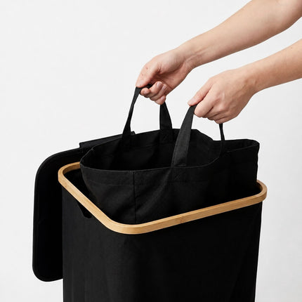 Recipient negru pentru colectarea sticlelor de 100 l cu sac detașabil
