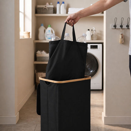Recipient negru pentru colectarea sticlelor de 100 l cu sac detașabil