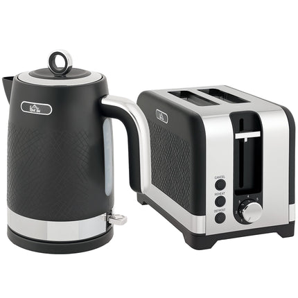 Set fierbător negru de 1,7 l și prăjitor de pâine cu 2 felii, 2200 W