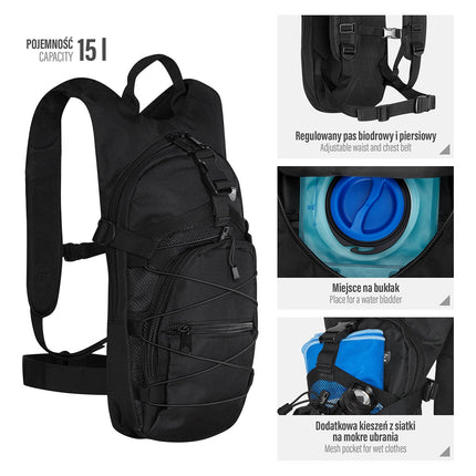 Rucsac negru, durabil, spațios, prietenos pentru călătorii