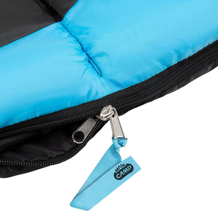 Sac de dormit negru-albastru, ușor, compact