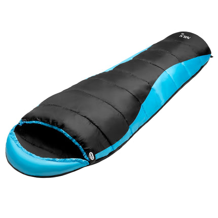 Sac de dormit negru-albastru, ușor, compact