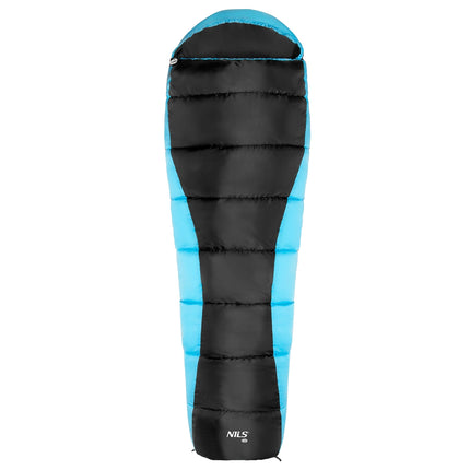 Sac de dormit negru-albastru, ușor, compact