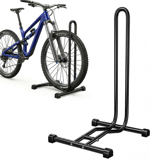 Suport de bicicletă negru pentru podea, potrivit pentru roți de 26–29"