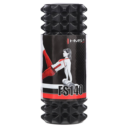 Black Foam Roller, High-Density, 33 cm