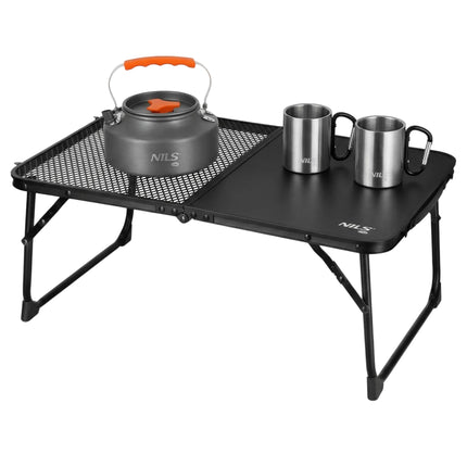 Masă de camping pliabilă neagră – ușoară, compactă, 60x40 cm