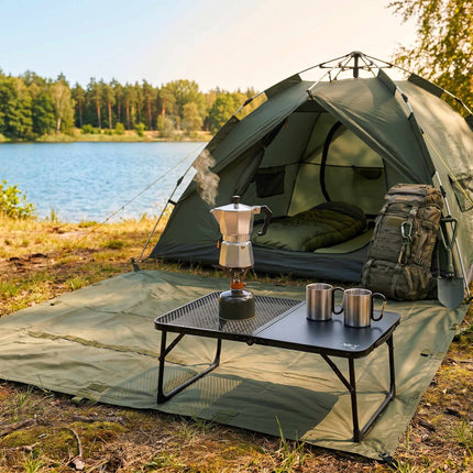 Masă de camping pliabilă neagră – ușoară, compactă, 60x40 cm