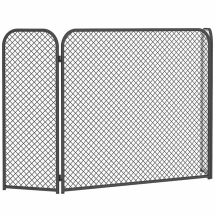 Ecran pliabil pentru șemineu, model geometric negru – Metal, 3 panouri