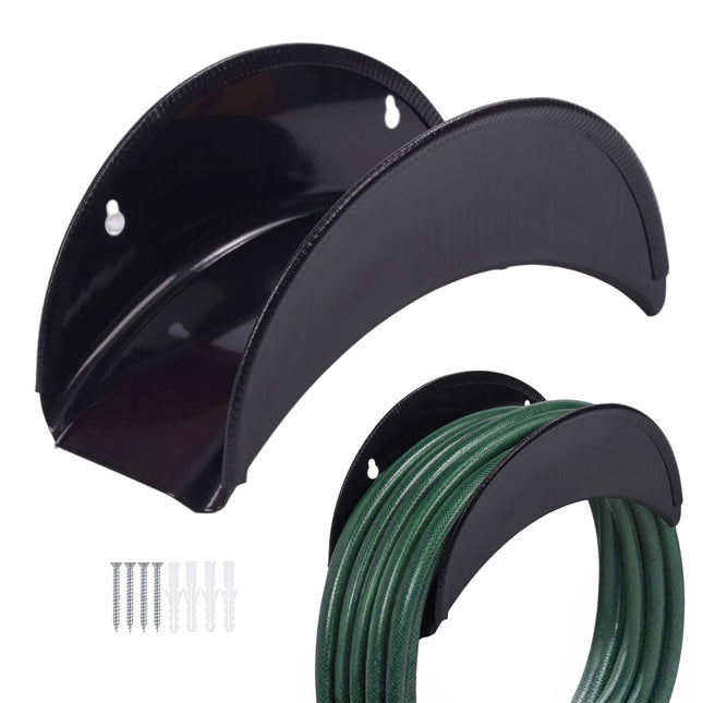 Suporturi pentru furtun din fier negru, set de 2 – rezistente la rugină, pentru montare pe perete
