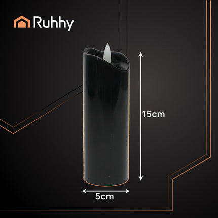 Lumânări LED negre, pachet de 12, 15 cm, efect de flacără pâlpâitoare