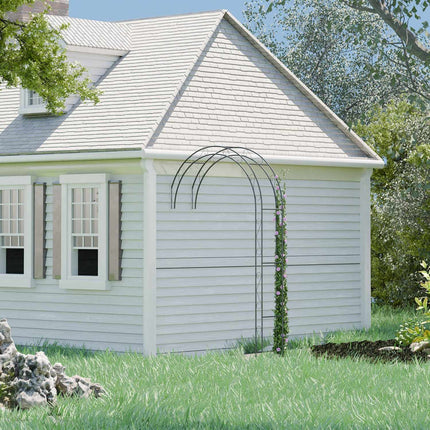 Arc de grădină din metal negru - Spalier cu pergola semi-formată