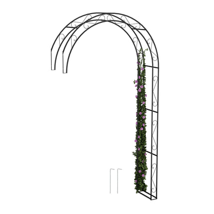 Arc de grădină din metal negru - Spalier cu pergola semi-formată