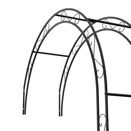Arc de grădină din metal negru - Spalier cu pergola semi-formată