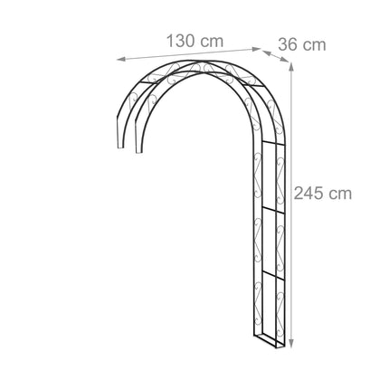 Arc de grădină din metal negru - Spalier cu pergola semi-formată