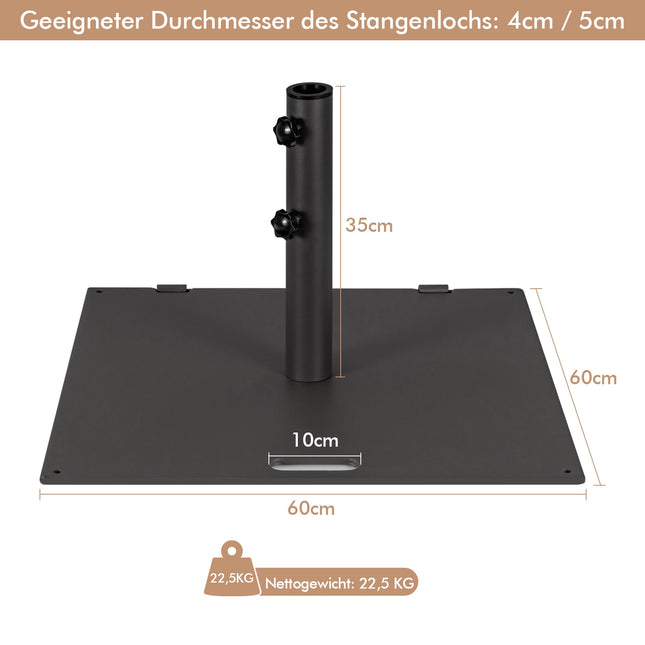 Suport umbrelă de terasă din metal negru cu roți, 22,5 kg