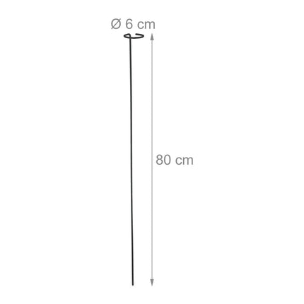 Suporturi pentru plante din metal negru, set de 6, 80 cm