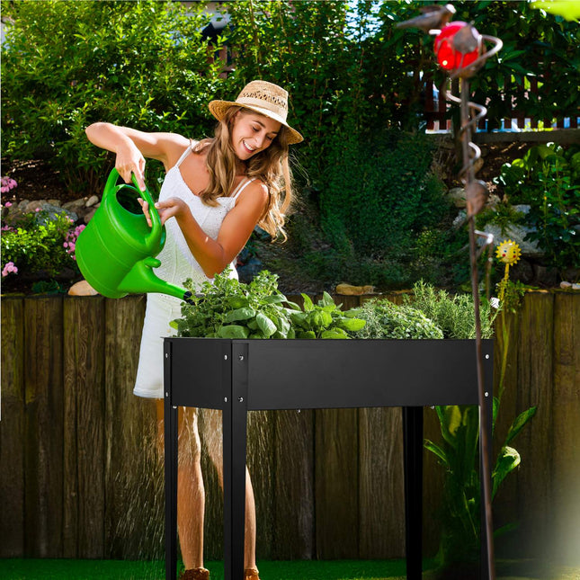 Cutie de jardineria înălțată din metal negru - rezistentă la rugină, în aer liber