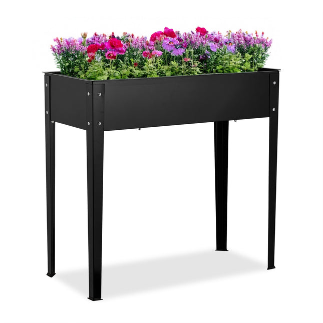 Cutie de jardineria înălțată din metal negru - rezistentă la rugină, în aer liber