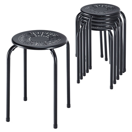 Set de 6 scaune suprapuse din metal negru, cu model de margarete