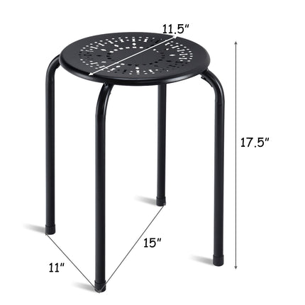 Set de 6 scaune suprapuse din metal negru, cu model de margarete