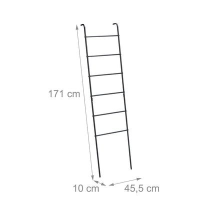 Suport pentru prosoape din metal negru, 6 trepte
