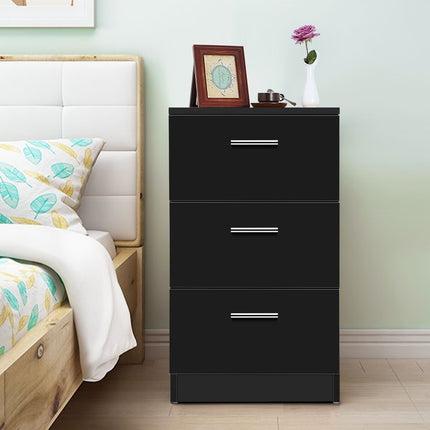 Noptiera neagra cu 3 sertare, 38 x 67 x 35 cm