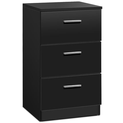 Noptiera neagra cu 3 sertare, 38 x 67 x 35 cm