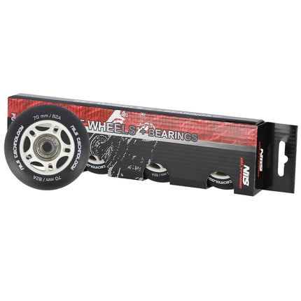 Set roți negru PU 70x24 82A și rulmenți ABEC-9