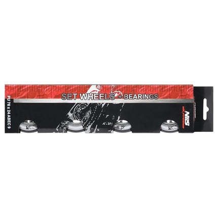 Set roți negru PU 76x24 82A și rulmenți ABEC-9