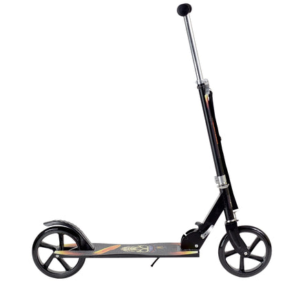 Trotinet negru din PU, roți de 205 mm, design pliabil