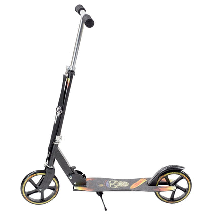 Trotinet negru din PU, roți de 205 mm, design pliabil