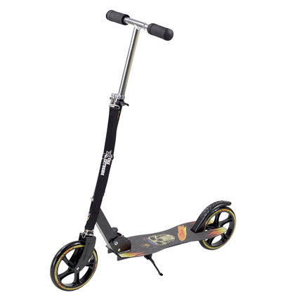 Trotinet negru din PU, roți de 205 mm, design pliabil