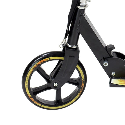 Trotinet negru din PU, roți de 205 mm, design pliabil