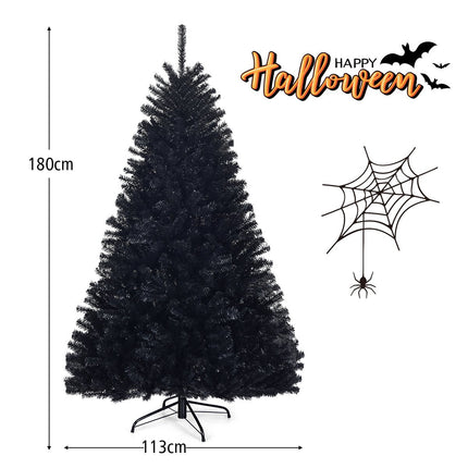 Pom de Crăciun Halloween PVC Negru, 180 cm, Pliabil