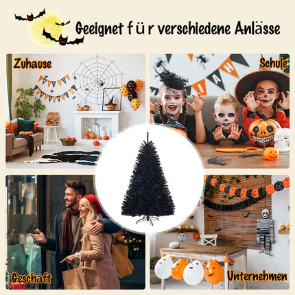 Pom de Crăciun Halloween PVC Negru, 180 cm, Pliabil