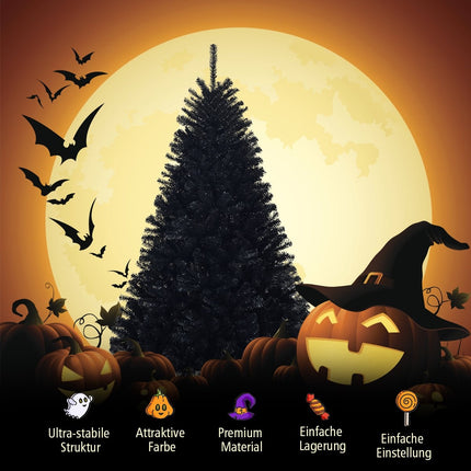 Pom de Crăciun Halloween PVC Negru, 180 cm, Pliabil
