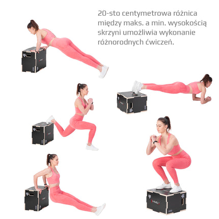 Cutie pliometrică neagră, 50x40x30cm, Echipament de fitness durabil