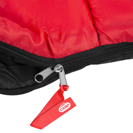 Sac de dormit negru-rosu, usor, compact