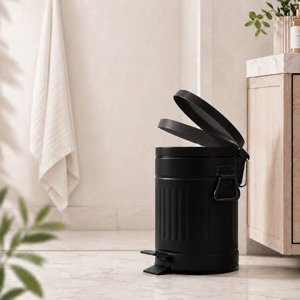Coș de gunoi cu pedală Retro negru, capacitate 20 l, capac cu închidere silențioasă
