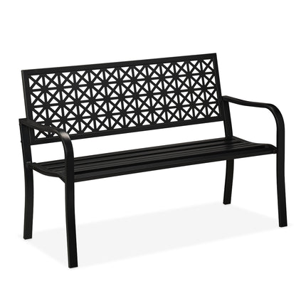 Bancă de grădină din oțel negru - Design geometric