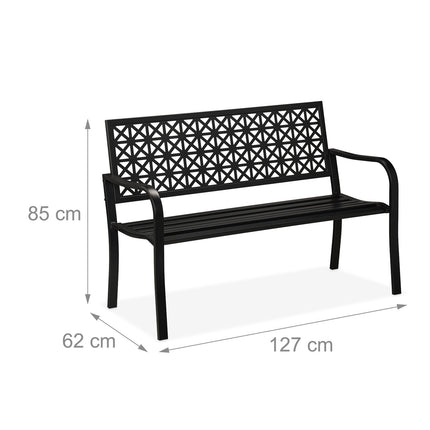 Bancă de grădină din oțel negru - Design geometric