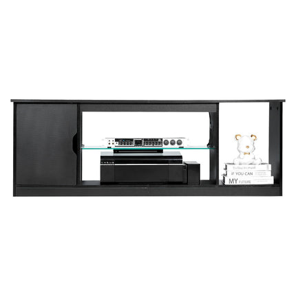Black TV Stand for 65-Inch TVs, LED Lights, Adjustable Shelves