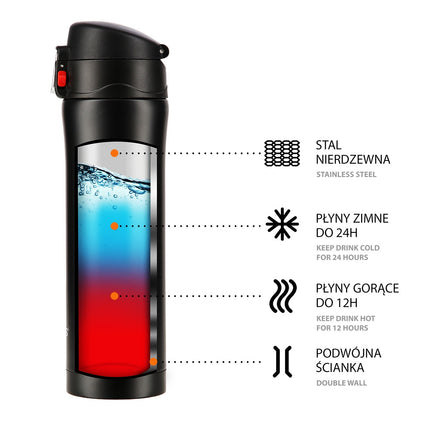 Cupa termica neagra, 10 oz, izolata