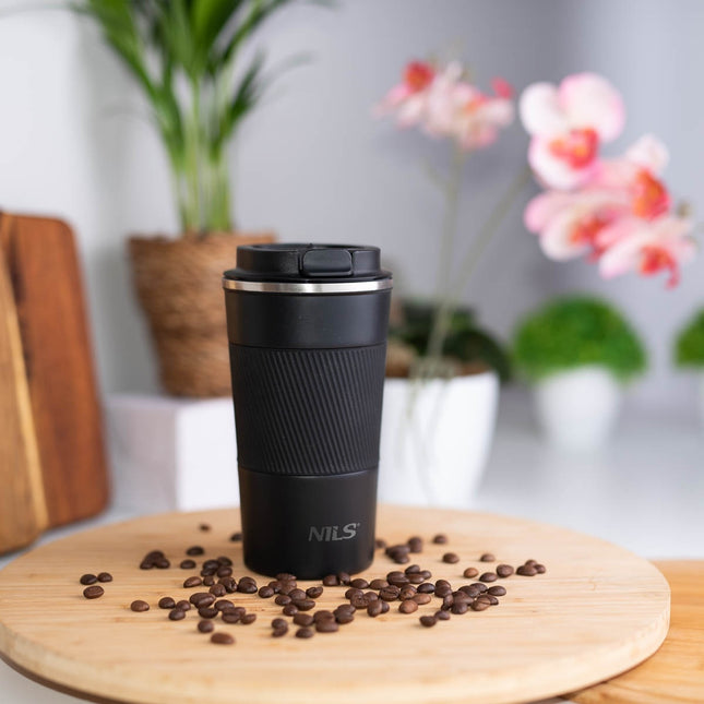 Cupă termică neagră, oțel inoxidabil izolat, 9 oz