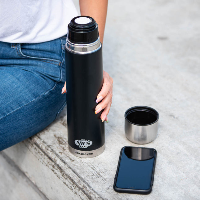 Thermos negru, oțel inoxidabil, 500 ml