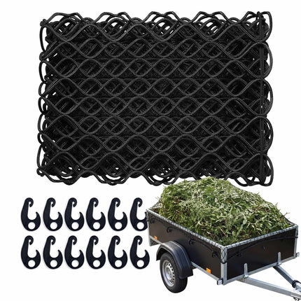 Plasă de remorcă neagră, 1,5 x 2,7 m, plastic PP durabil